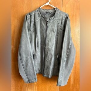 Grey Faux Leather Jacket